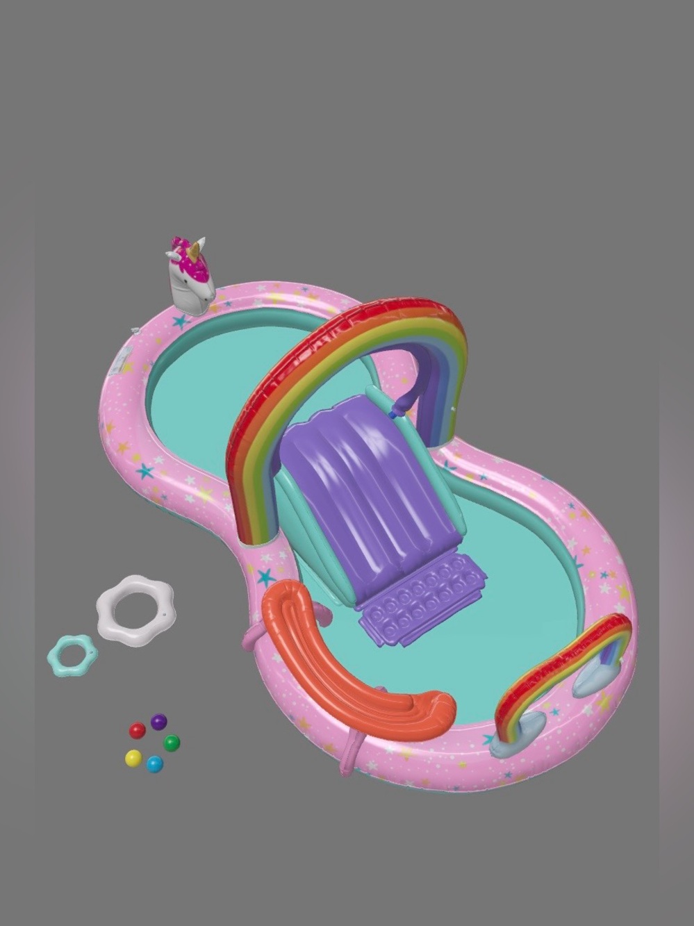 Sun Squad Unicorn Rainbow Inflatable Splash Play Center Kiddie Pool NEW 18M+ - Picture 5 of 5